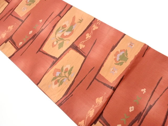 JAPANESE KIMONO / VINTAGE FUKURO OBI / WOVEN FLOWER & BIRDS